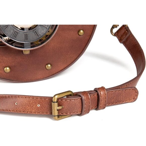 Leather Steampunk Messenger Bag Crossbody Purse Gothic Retro Style Women's - Picture 7 of 8